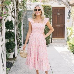 Sail to Sable Flutter Sleeve Smocked Midi Dress Chinoiserie Print - SOLD OUT